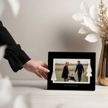 モダンストライプフレームエバーグリーンクリスマスツリーフォト