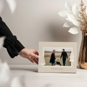 モダンストライプフレームエバーグリーンクリスマスツリーフォト フォトプラーク