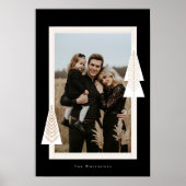 モダンストライプフレームエバーグリーンクリスマスツリーフォト ポスター (正面)