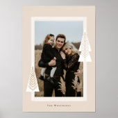 モダンストライプフレームエバーグリーンクリスマスツリーフォト ポスター (正面)