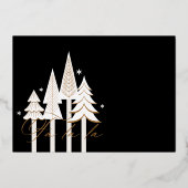 モダンストライプフレームエバーグリーンクリスマスツリーフォト 箔シーズンカード (裏面)