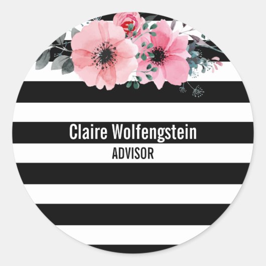 モダンストライプフローラ ラウンドシール (正面)