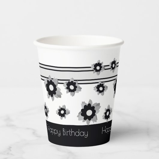モダンストライプフローラ 紙コップ (正面)