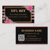 モダンストライプフローラQRコード割引カード 割引カード (正面/裏面)