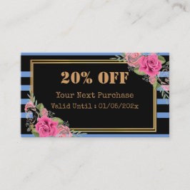 モダンストライプフローラQRコード割引カード 割引カード