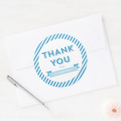 モダンストライプブルーベビーシャワーありがとう ラウンドシール (封筒)