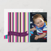 モダンストライプベビーありがとう写真はがき ポストカード (正面/裏面)