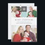 モダンストライプメリーEverything Holiday Photo Card シーズンカード<br><div class="desc">ミニマモダンリスト「すべてメリー」休日のクリスマスフォトコラージュカードは、グレーに薄い青と白の伝統的と雪のストライプフレークと一緒に。クラシック写真テンプレートコンテンポラリーは3写真。軽いグレーでシンプルの上品なモダンスタイルタイポグラフィは、デザインではなく、あなたの写真に焦点を置く。家族の写真やお気に入りのベビーの最初の休日の写真とカスタマイズ文字を追加するだけ。おもしろいとフェスティバルの方法を送信する幸せな冬の休日の挨拶のすべての友人やトレンディーと洗練された愛する人しゃれている々。郵便料金、休日のパーティー招待状、グリーティングカードはリクエストに応じて利用可能。PCF13</div>
