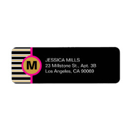 モダンストライプモノグラム差出人住所ラベル ラベル