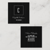モダンストライプモノグラム |黒の名刺 コーリングカード (正面/裏面)