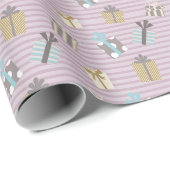 モダンストライプリボン&ギフトクリスマスパターン ラッピングペーパー (ロールコーナー)