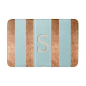 モダンストライプロビンエッグブルー銅風呂マット バスマット (正面)