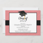 モダンストライプ卒業パーティーの招待 招待状 (正面)