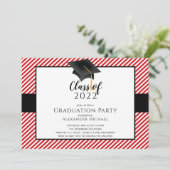 モダンストライプ卒業パーティーの招待 招待状 (スタンド正面)