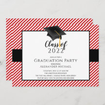 モダンストライプ卒業パーティーの招待