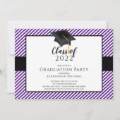 モダンストライプ卒業パーティーの招待 招待状 (正面)