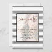 モダンストライプ卒業式パーティーフォトとオーバーレイ 招待状 (裏面)