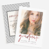 モダンストライプ卒業式パーティーフォトとオーバーレイ 招待状