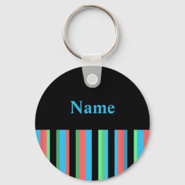 モダンストライプ名キーチェーンテンプレート キーホルダー