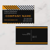 モダンストライプ建築ブラック、オレンジ、グレー 名刺 (正面/裏面)