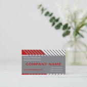 モダンストライプ建築灰色、赤、白 名刺 (スタンド正面)