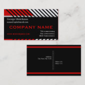 モダンストライプ建築黒、赤、灰色 名刺 (正面/裏面)