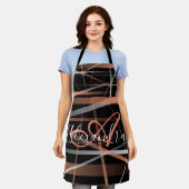 モダンストライプ抽象芸術模様モノグラム エプロン (着用した状態)