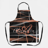 モダンストライプ抽象芸術模様モノグラム エプロン (正面)
