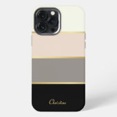 モダンストライプ柄の名前入りデザイン iPhoneケース (裏面)