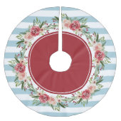 モダンストライプ水彩花クリスマス ブラッシュドポリエステルツリースカート (正面)