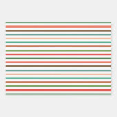 モダンストライプ点と松クリスマス ラッピングペーパーシート (正面)