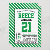モダンストライプ生男誕生日21歳 招待状 (正面/裏面)