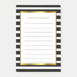 モダンストライプ白黒パーソナライズされた金ゴールド ポストイット