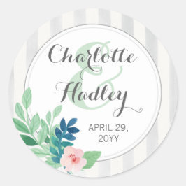 モダンストライプ結婚ズ水の色ボヘミアンカスタム ラウンドシール