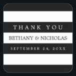 モダンストライプ結婚S Thank You Stickers スクエアシール<br><div class="desc">シンプルモダンスタイリッシュ – 完璧！簡単カスタマイズは自分の文字で。フォントサイズやフォント自体もカスタマイズツールを使って変更できる。</div>