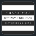モダンストライプ結婚S Thank You Stickers スクエアシール<br><div class="desc">シンプルモダンスタイリッシュ – 完璧！簡単カスタマイズは自分の文字で。フォントサイズやフォント自体もカスタマイズツールを使って変更できる。</div>