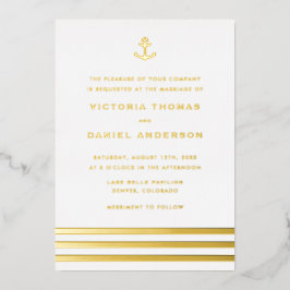 モダンストライプ航海のいかり結婚s 箔招待状