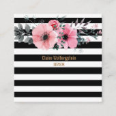 モダンストライプ花プロフェッショナルスクエア スクエア名刺 (正面)