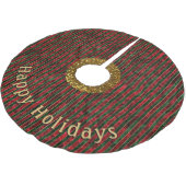 モダンストライプ赤の緑のパターン ブラッシュドポリエステルツリースカート (アングル)