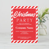 モダンストライプ赤白クリスマスパーティー 招待状 (スタンド正面)