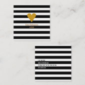 モダンストライプ金ゴールドハートプロフェッショナルスクエア スクエア名刺 (正面/裏面)