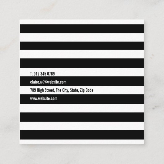 モダンストライプ金ゴールドハートプロフェッショナルスクエア スクエア名刺 (裏面)