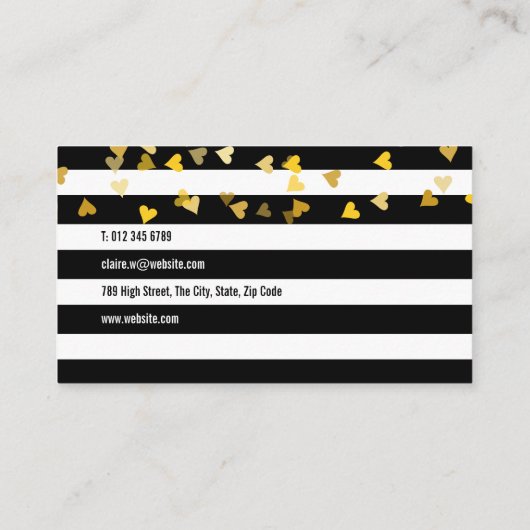 モダンストライプ金ゴールドハートプロフェッショナル 名刺 (裏面)
