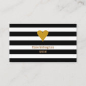 モダンストライプ金ゴールドハートプロフェッショナル 名刺 (正面)