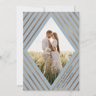 モダンストライプ金ゴールドDiamond Frame 結婚 Photo's セーブザデート