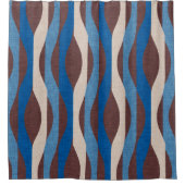 モダンストライプ青 シャワーカーテン (正面)