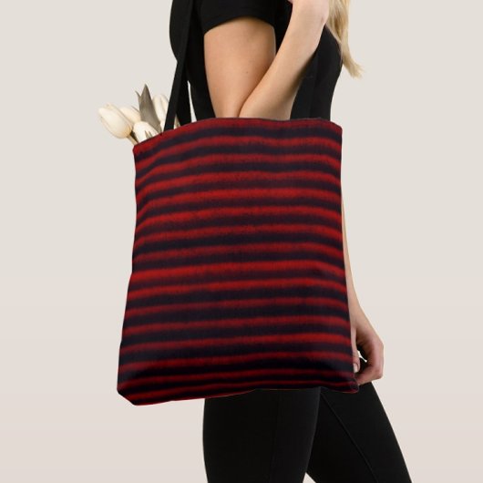モダンストライプ黒と赤 トートバッグ