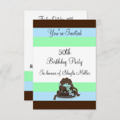 モダンストライプ50番誕生日招待状 招待状 (正面/裏面)