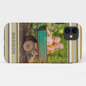 モダンストライプ オナカスタム 名前 写真入れ替え可能 Case-Mate iPhoneケース (裏面(横))
