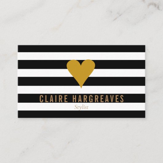 モダンストライプ ゴールドハート プロフェッショナル 名刺 (正面)